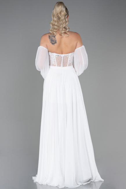 Abendkleid Lang Chiffon Weiß ABU3265
