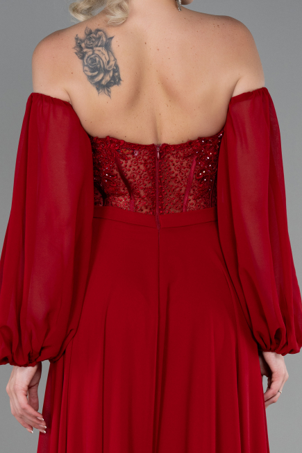 Abendkleid Lang Chiffon Rot ABU3265