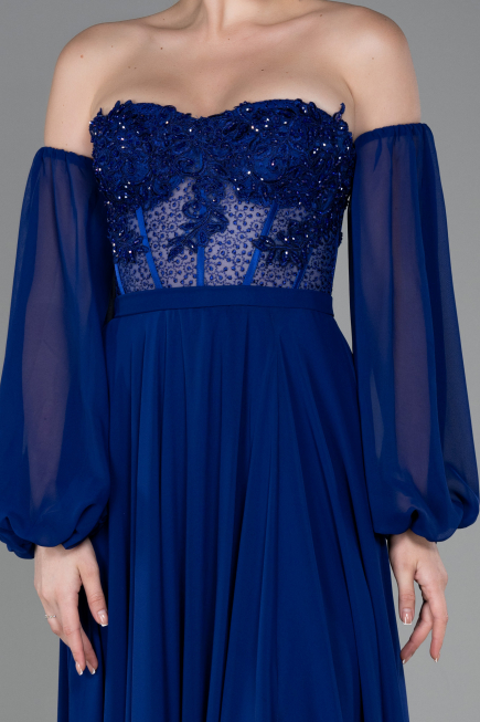 Abendkleid Lang Chiffon Sächsischblau ABU3265
