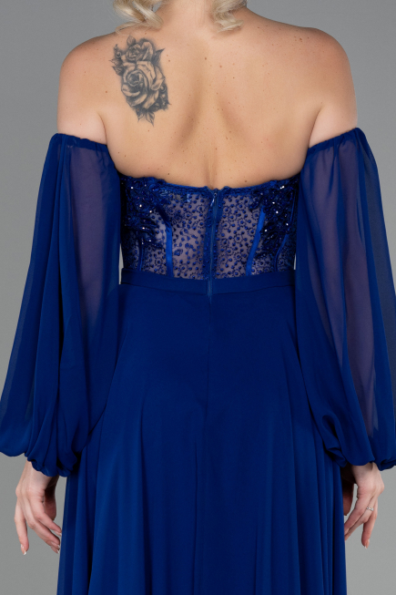 Abendkleid Lang Chiffon Sächsischblau ABU3265