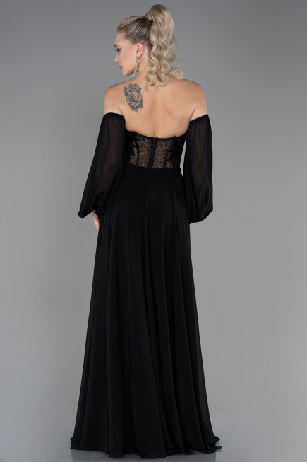 Abendkleid Lang Chiffon Schwarz ABU3265