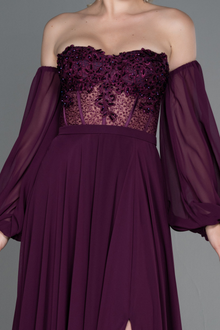 Abendkleid Lang Chiffon Kirschrot ABU3265