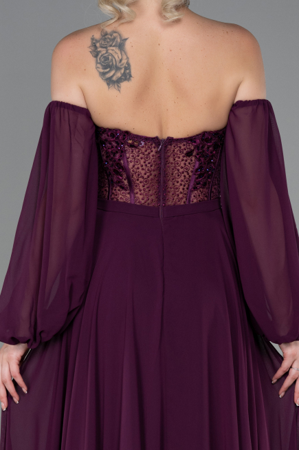 Abendkleid Lang Chiffon Kirschrot ABU3265