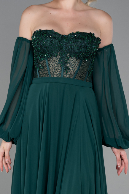 Abendkleid Lang Chiffon Smaragdgrün ABU3265