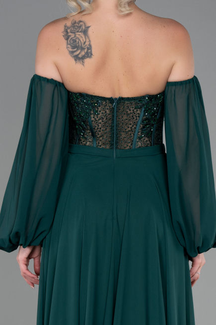 Abendkleid Lang Chiffon Smaragdgrün ABU3265