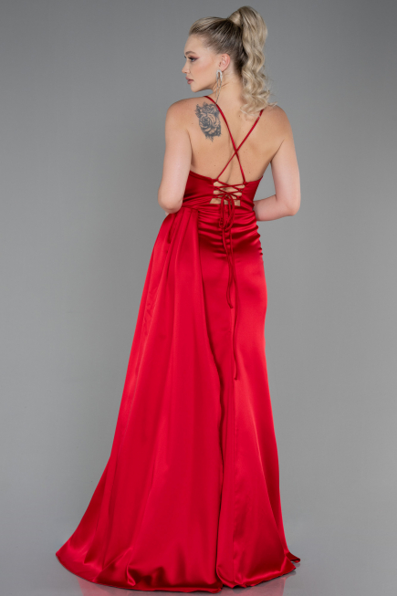 Abschlusskleid Lang Satin Rot ABU3267