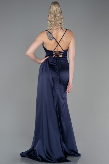 Abschlusskleid Lang Satin Marineblau ABU3267