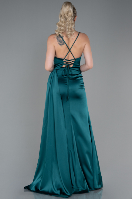 Abschlusskleid Lang Satin Smaragdgrün ABU3267