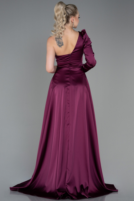 Abendkleid Satin Lang Pflaume ABU1715