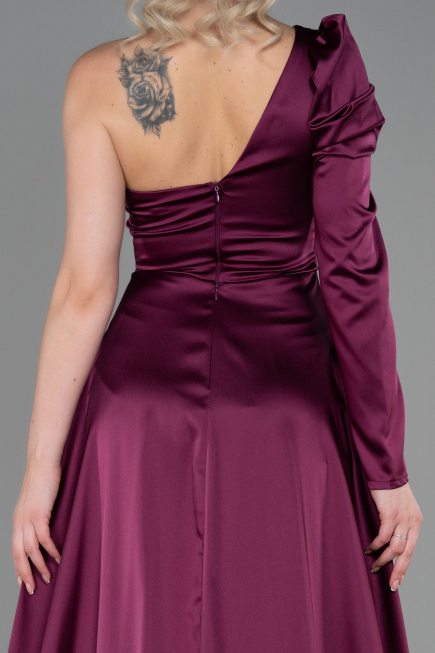Abendkleid Satin Lang Pflaume ABU1715