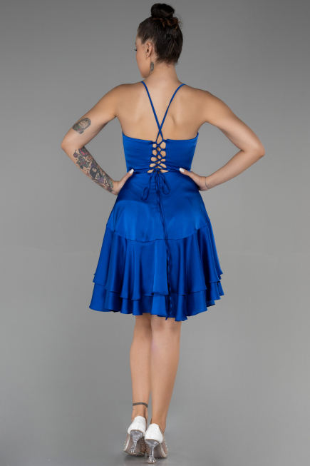 Partykleid Kurz Satin Sächsischblau ABK1843
