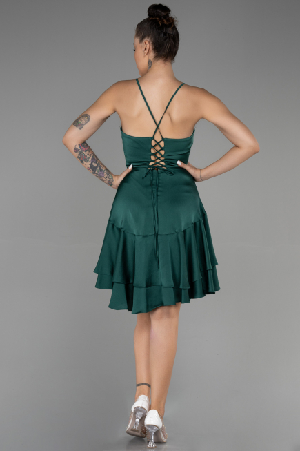 Partykleid Kurz Satin Smaragdgrün ABK1843