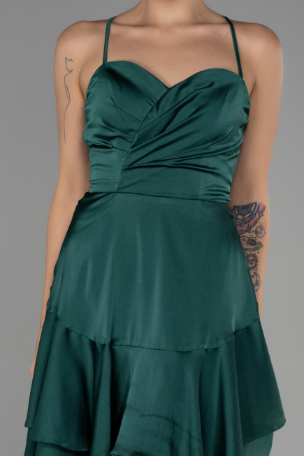 Partykleid Kurz Satin Smaragdgrün ABK1843