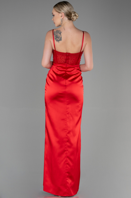 Abendkleid Lang Satin Rot ABU3312