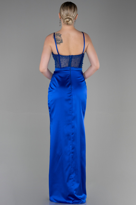 Abendkleid Lang Satin Sächsischblau ABU3312