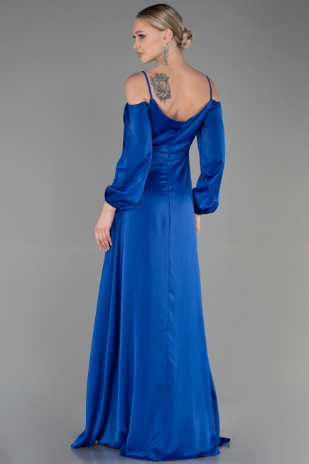Abendkleid Lang Satin Sächsischblau ABU2339