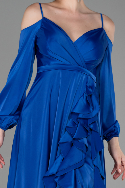 Abendkleid Lang Satin Sächsischblau ABU2339