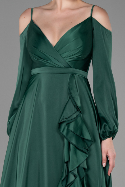 Abendkleid Lang Satin Smaragdgrün ABU2339