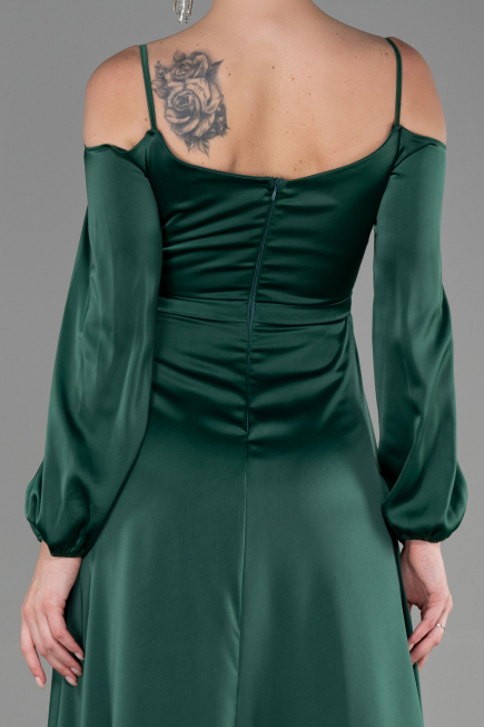 Abendkleid Lang Satin Smaragdgrün ABU2339