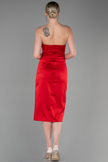 Partykleid Midi Satin Rot ABK1845