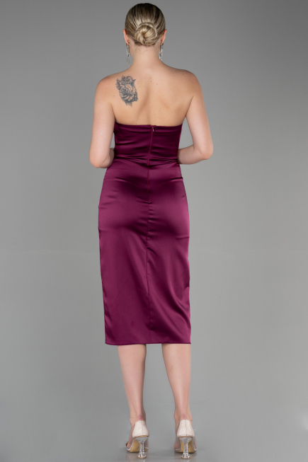 Partykleid Midi Satin Pflaume ABK1845