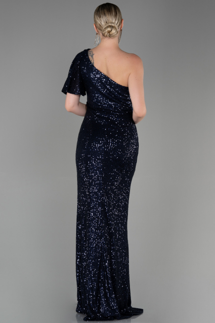 Abendkleid im Meerjungfrau-Stil Lang Marineblau ABU1891