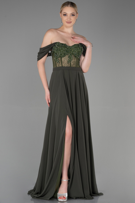 Abendkleid Lang Chiffon Khaki ABU3310
