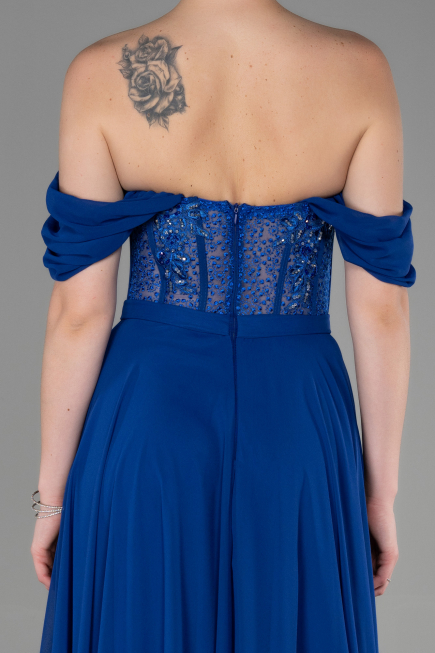 Abendkleid Lang Chiffon Sächsischblau ABU3310