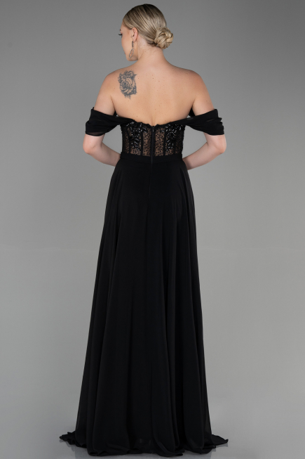 Abendkleid Lang Chiffon Schwarz ABU3310