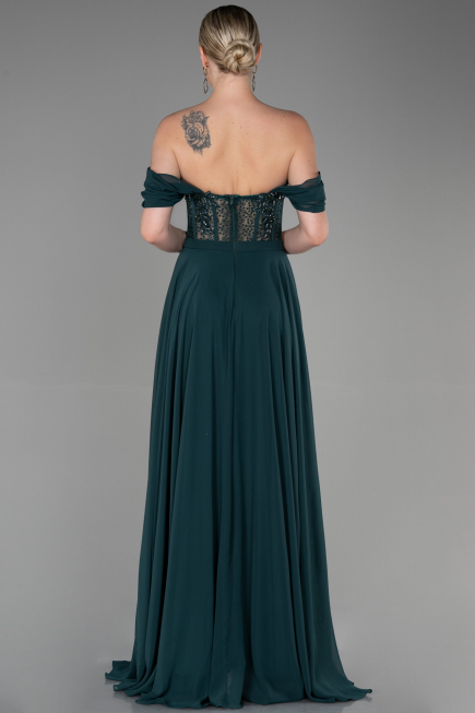 Abendkleid Lang Chiffon Smaragdgrün ABU3310