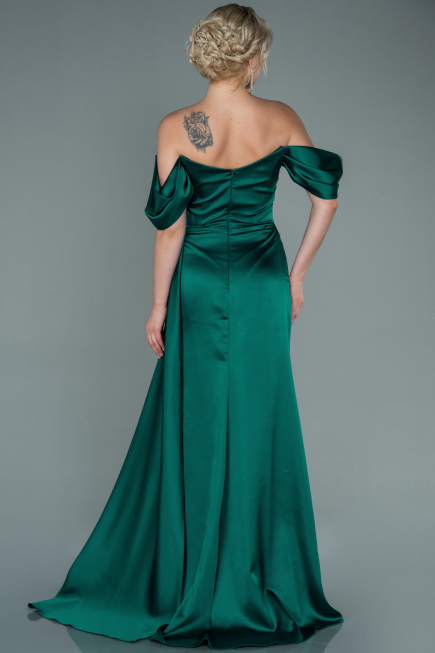 Abendkleid Lang Satin Smaragdgrün ABU2661