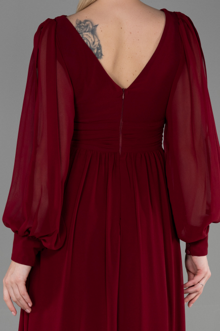 Weinrot Standesamtkleid Chiffon Lang ABU1702
