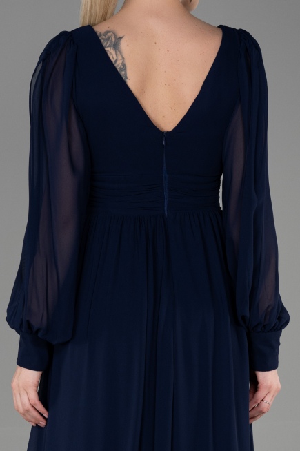 Marineblau Standesamtkleid Chiffon Lang ABU1702