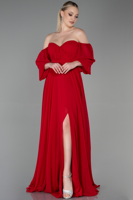 Abschlusskleid Lang Chiffon Rot ABU2457
