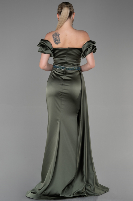 Abendkleid Lang Satin Khaki ABU3331
