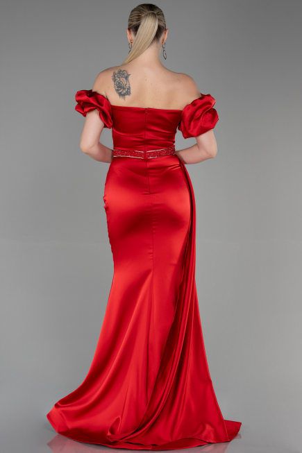 Abendkleid Lang Satin Rot ABU3331