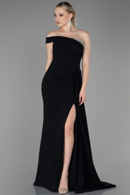 Abendkleid im Meerjungfrau-Stil Lang Schwarz ABU3324
