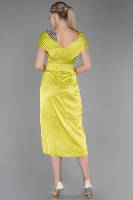 Pistaziengrün Partykleid Satin Kurz ABK1107