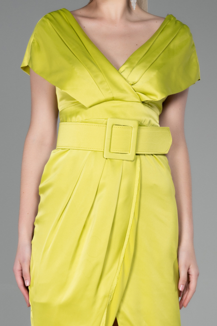 Pistaziengrün Partykleid Satin Kurz ABK1107