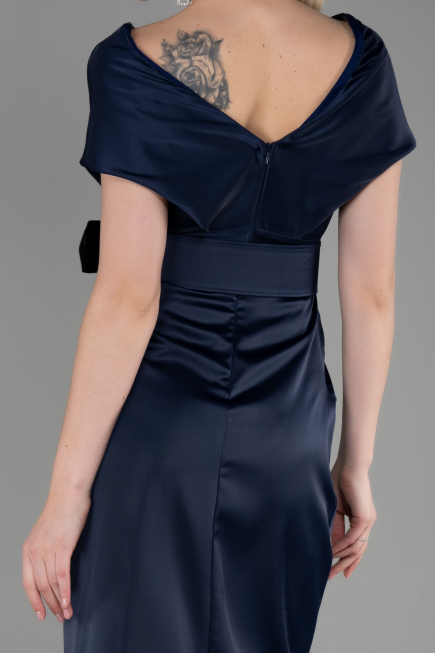 Marineblau Partykleid Satin Kurz ABK1107