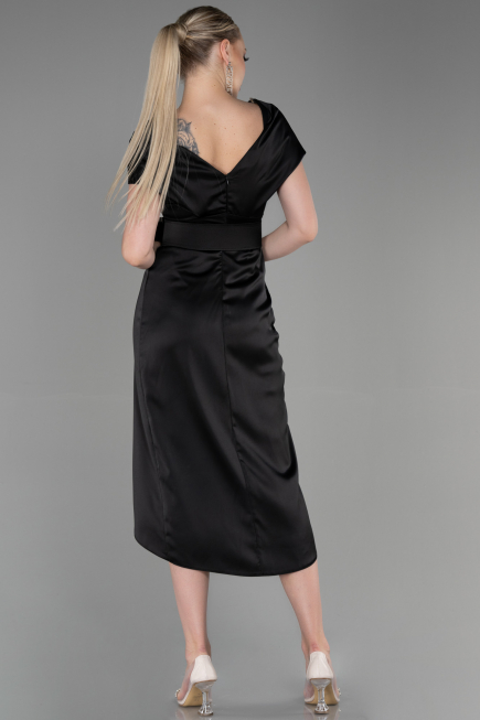 Partykleid Kurz Satin Schwarz ABK1107