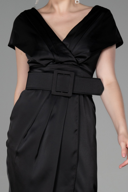 Partykleid Kurz Satin Schwarz ABK1107