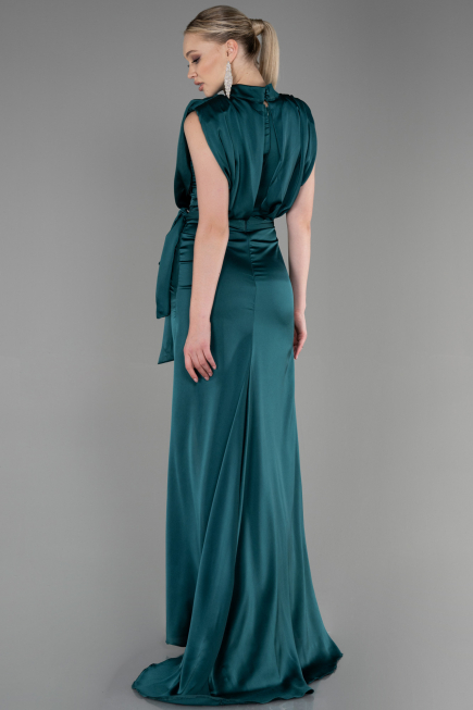Abendkleid Lang Satin Smaragdgrün ABU2133