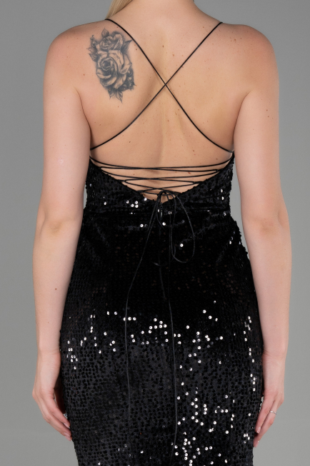 Abendkleid im Meerjungfrau-Stil Lang Samt Schwarz ABU2787