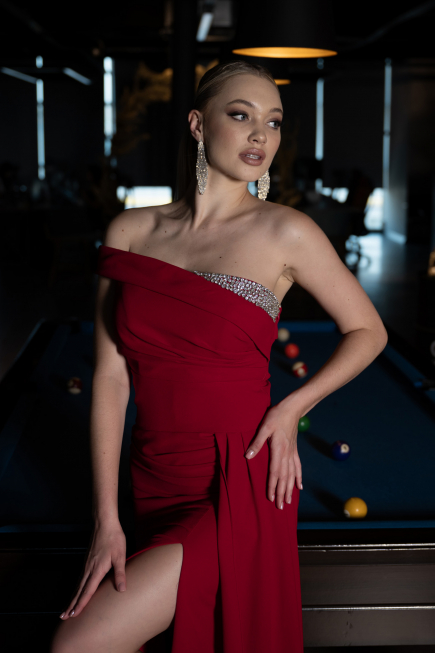Abendkleid im Meerjungfrau-Stil Lang Rot ABU3324