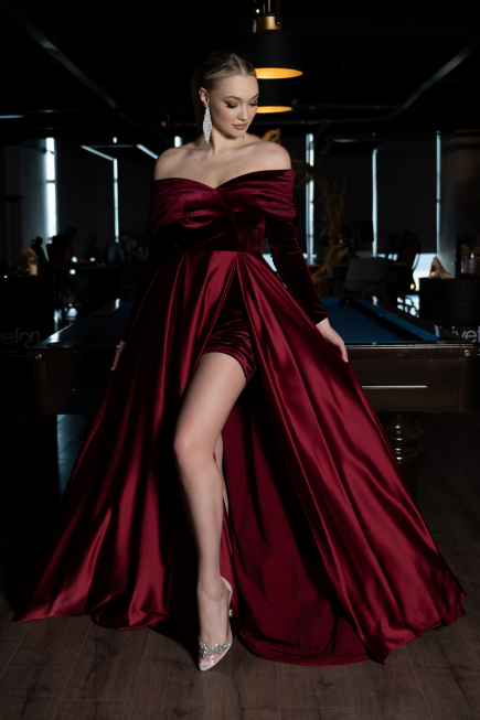 Abendkleid Lang Weinrot ABU2083