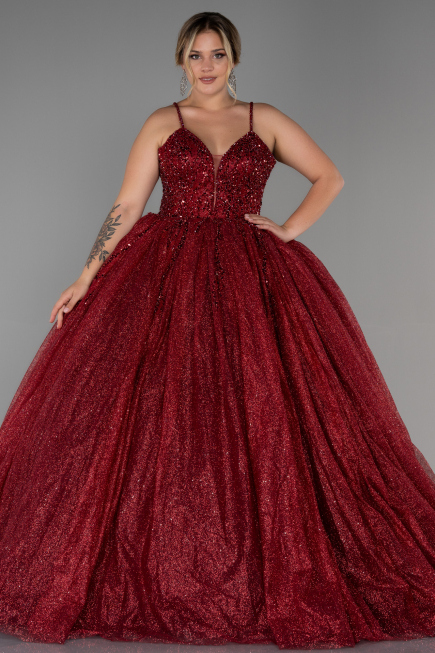 Designer Abendkleid Lang Weinrot ABU2157
