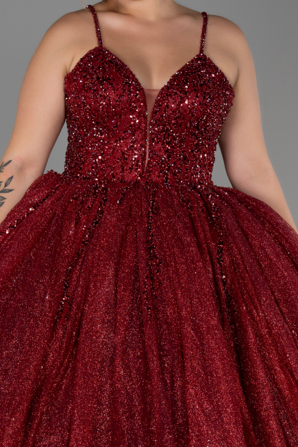 Designer Abendkleid Lang Weinrot ABU2157