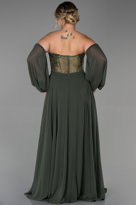 Abendgarderobe in Großen Größen Lang Chiffon Khaki ABU1802