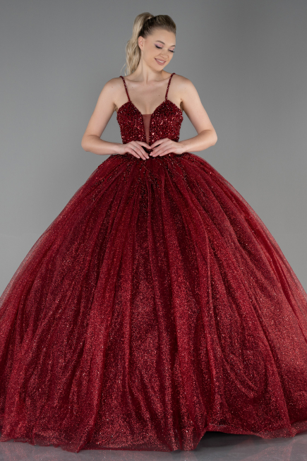 Designer Abendkleid Lang Weinrot ABU2138